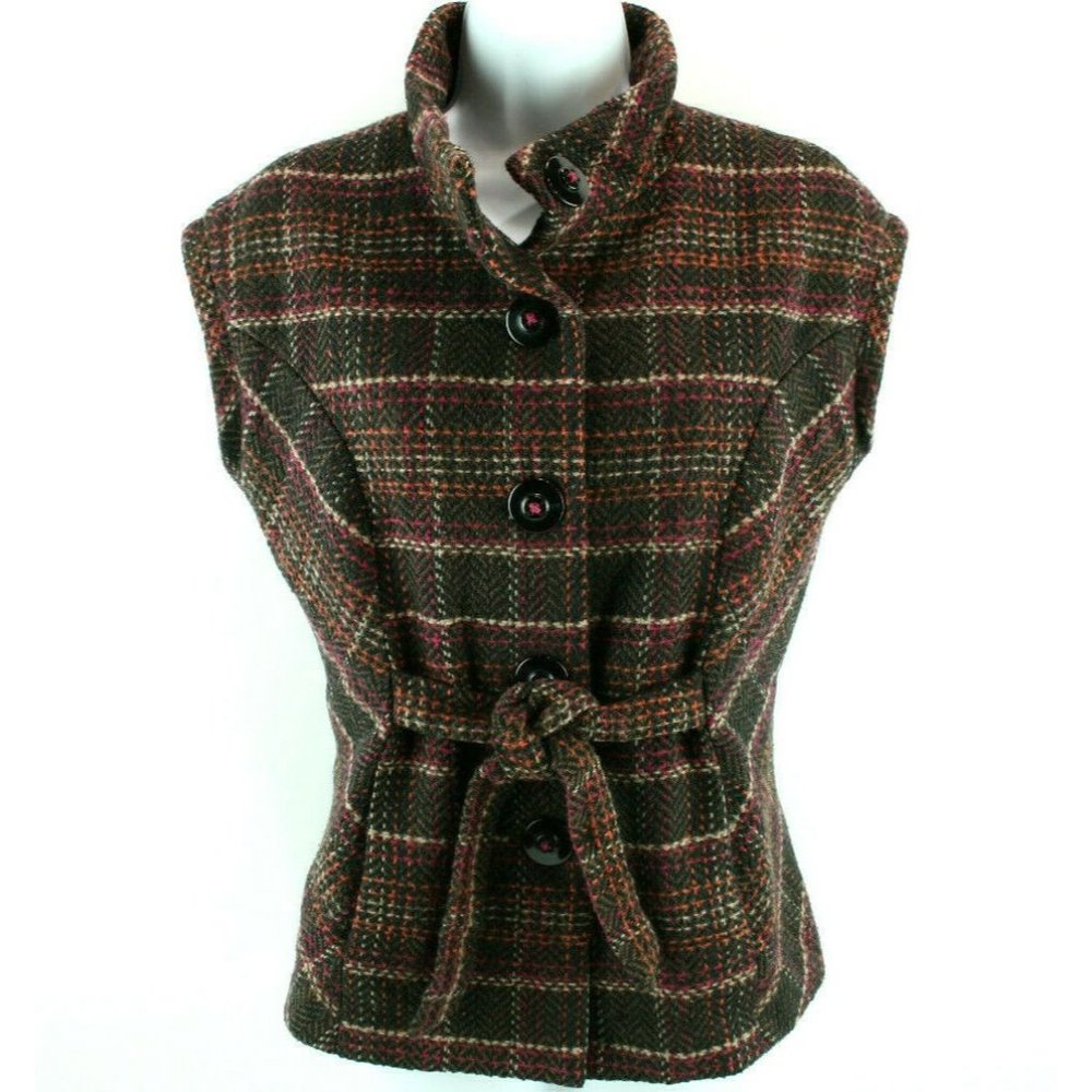 Cabi Womens Sz S Sweater Tweed Style 691 Tie Front Chunky Cardigan Sleeveless - Picture 1 of 10